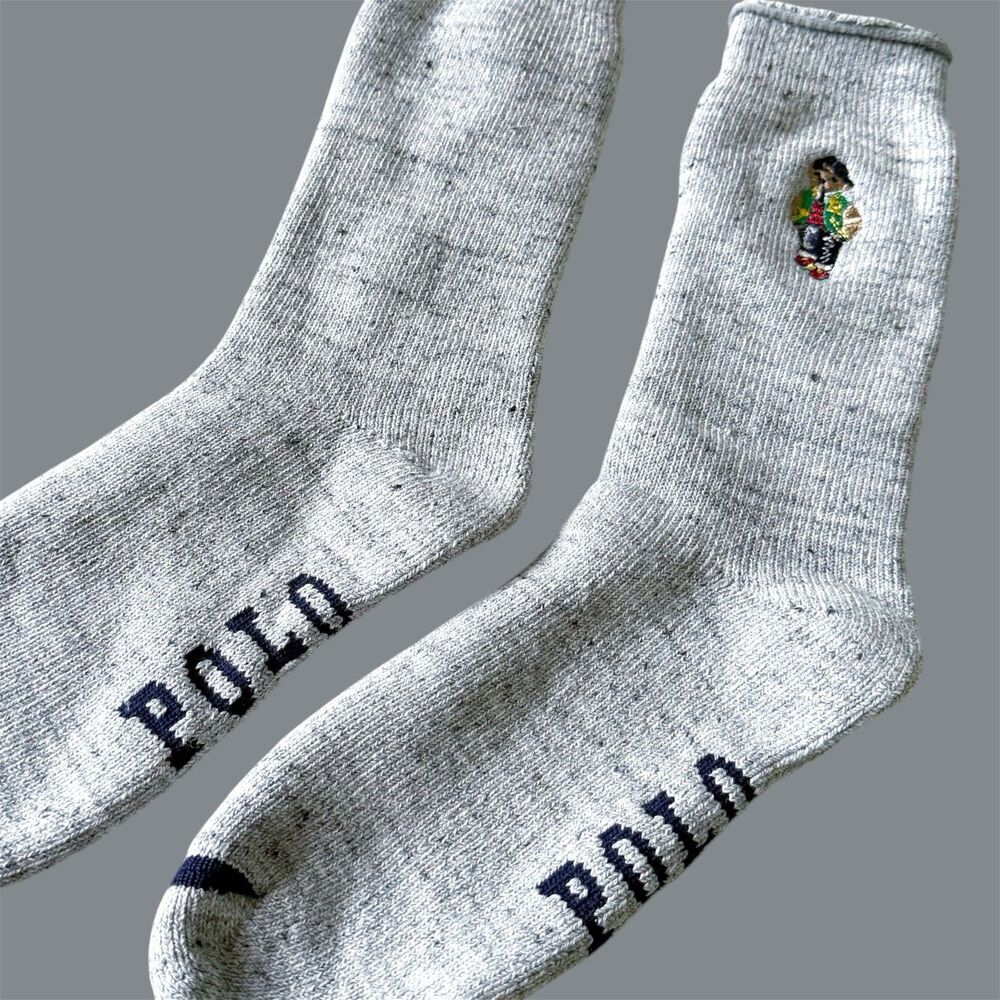Polo Ralph Lauren Bear Icon Sweatshirt Crew Socks Urban Outfitters Gray Thick